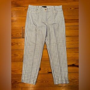 Ann Taylor Relaxed Cotton Crop in Blue Plaid